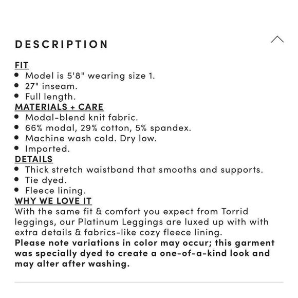 TORRID Platinum legging fleece lined tie dye dyed purple NEW NWT 4 4x 26 white - Picture 7 of 8